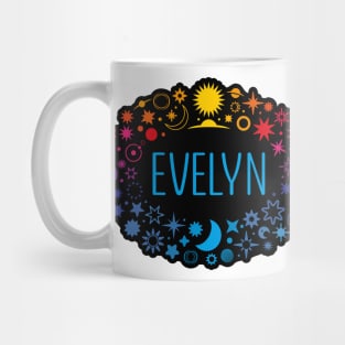 Evelyn name surrounded by space Mug